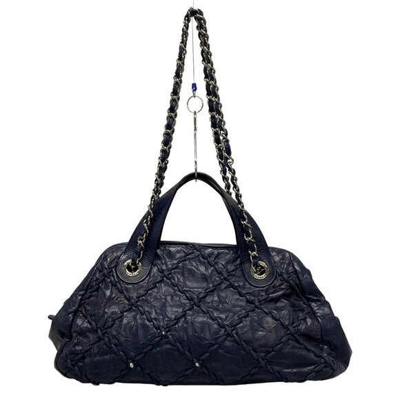 Auth CHANEL In The Mix/Ultra Stitch - Navy Vintage Calf Leather Handbag - Picture 2 of 16